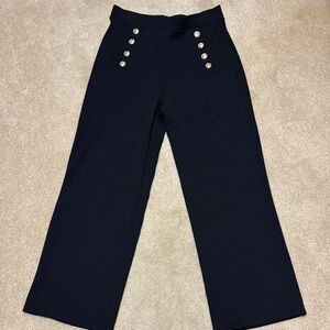 H&M Black Wide-Leg Pants with Button Detail
